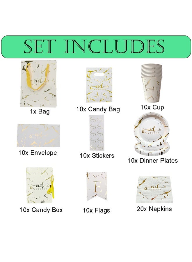Home Smart Ramadan Series Dinner Plates (9"X9" 10 Pcs), Cups (9oz, 10 Pcs), Napkins (5.9" x 5.9", 20 Pcs) and other Accesories - Elegant Ramadan Series Set for Iftar Parties, Gatherings, Birthday and Special Occasions. - Image 3